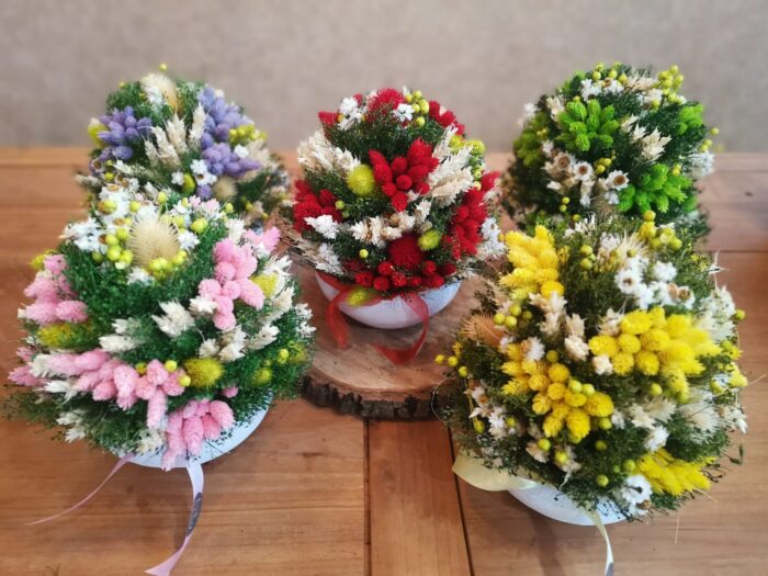 Sušené kvety v keramike, žltá – Obrázok 2