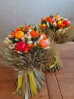 Jesenná prírodná kytica - oranžová