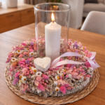 Ružový set so sviečkou