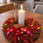 Červeno - žltý venček so sviečkou