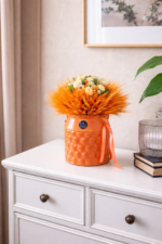 Oranžová  váza  s kyticu – Obrázok 3